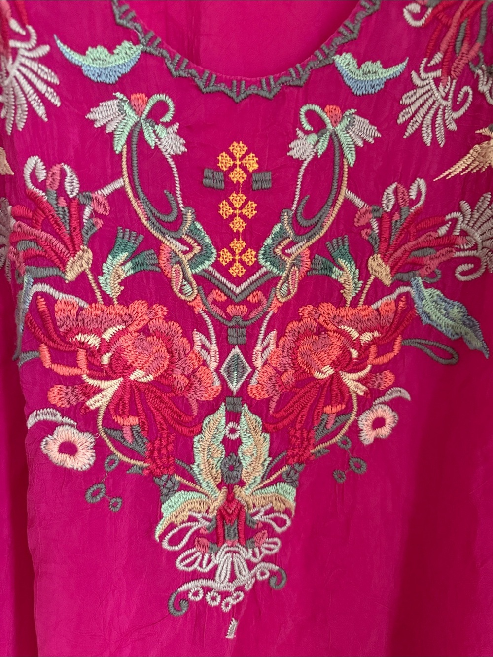 Johnny Was Gia Fuchsia Embroidered Floral 3/4 Sleeve Blouse Size XL - Picture 4 of 12